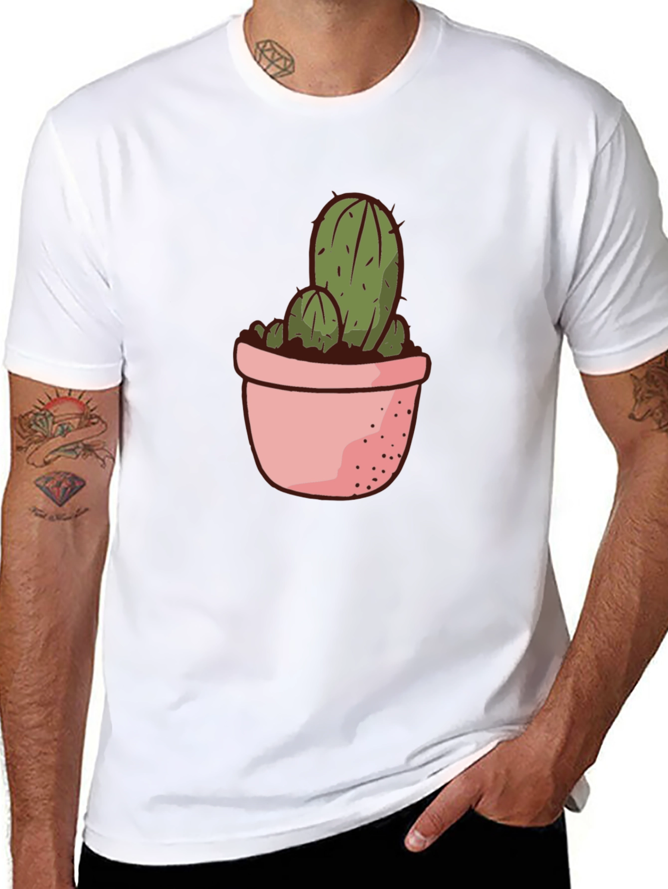 Cactus in Pot Graphic Tee - Black