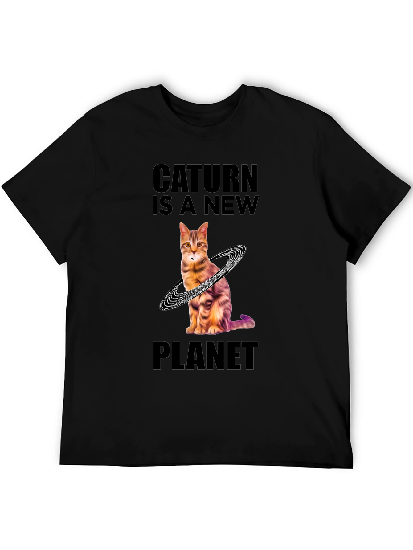 Caturn Planet T-Shirt - Unique Galaxy Cat Design