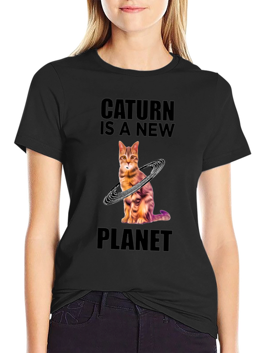 Caturn Planet T-Shirt - Unique Galaxy Cat Design