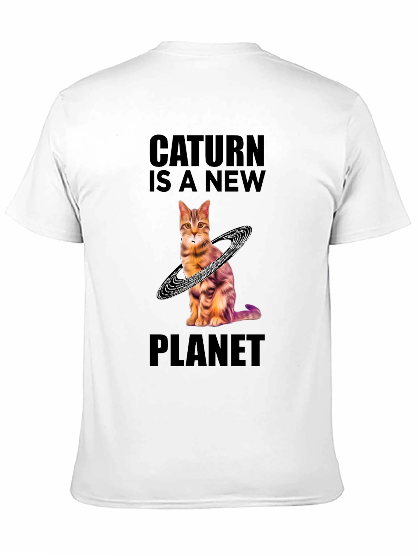 Caturn Planet T-Shirt - Unique Galaxy Cat Design