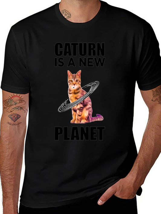 Caturn Planet T-Shirt - Unique Galaxy Cat Design