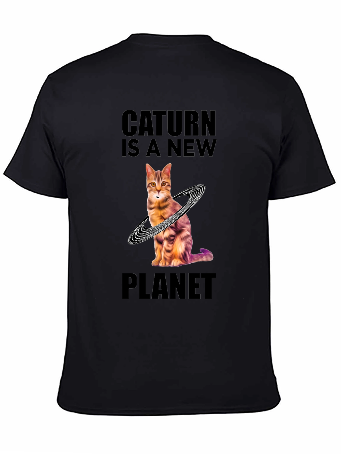 Caturn Planet T-Shirt - Unique Galaxy Cat Design