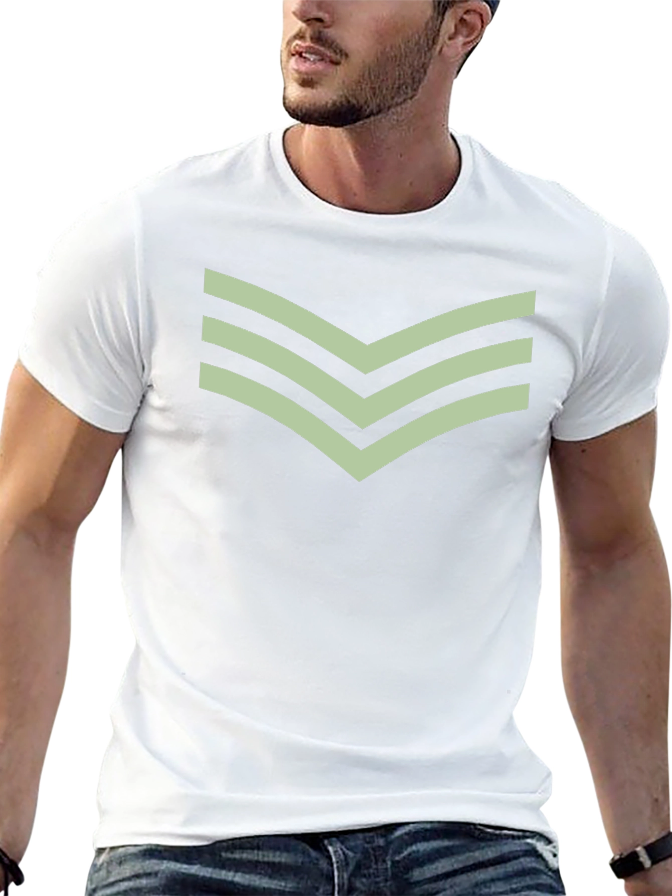 Chevron Stripe Tee - Casual Black T-Shirt