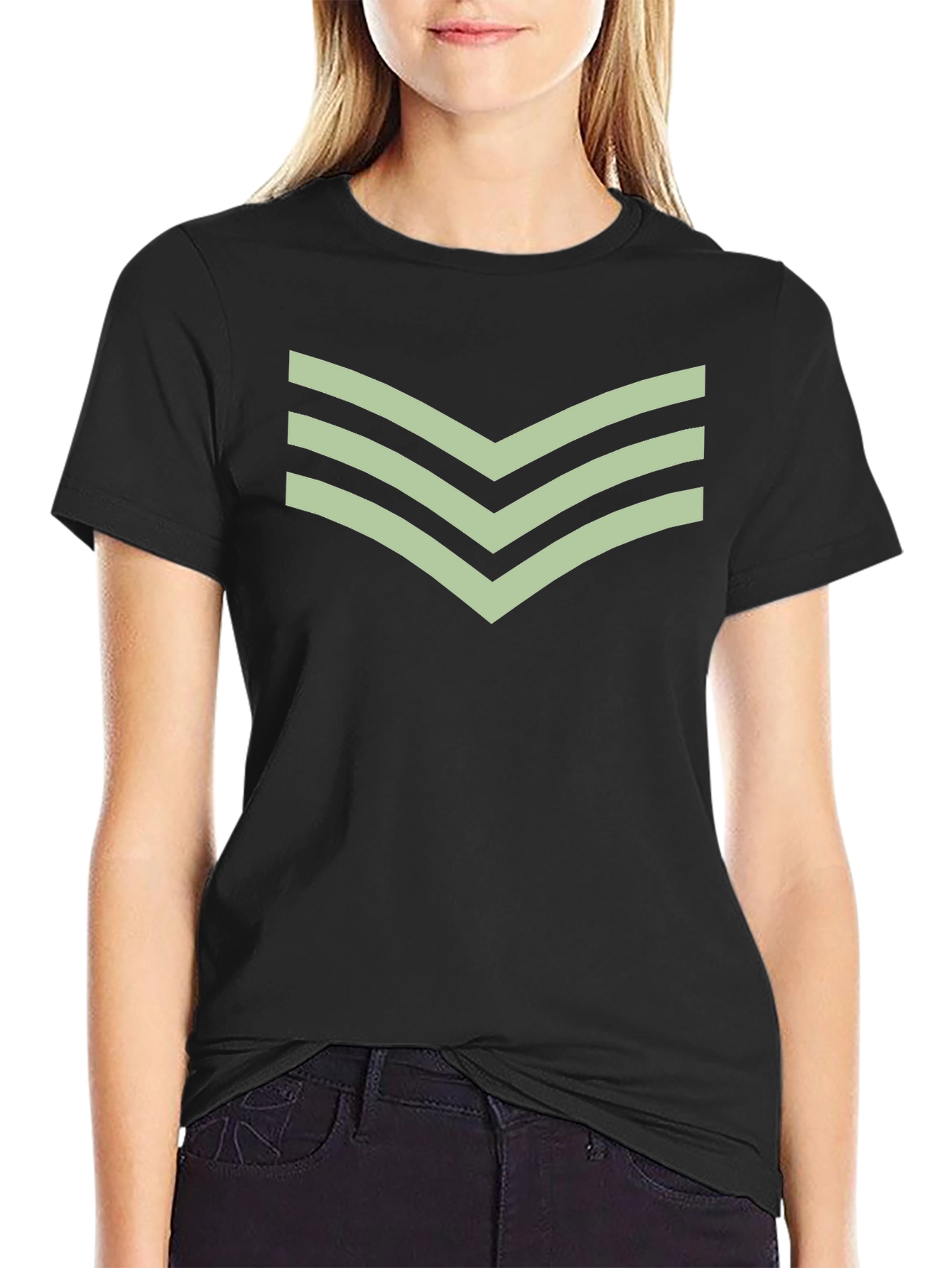 Chevron Stripe Tee - Casual Black T-Shirt