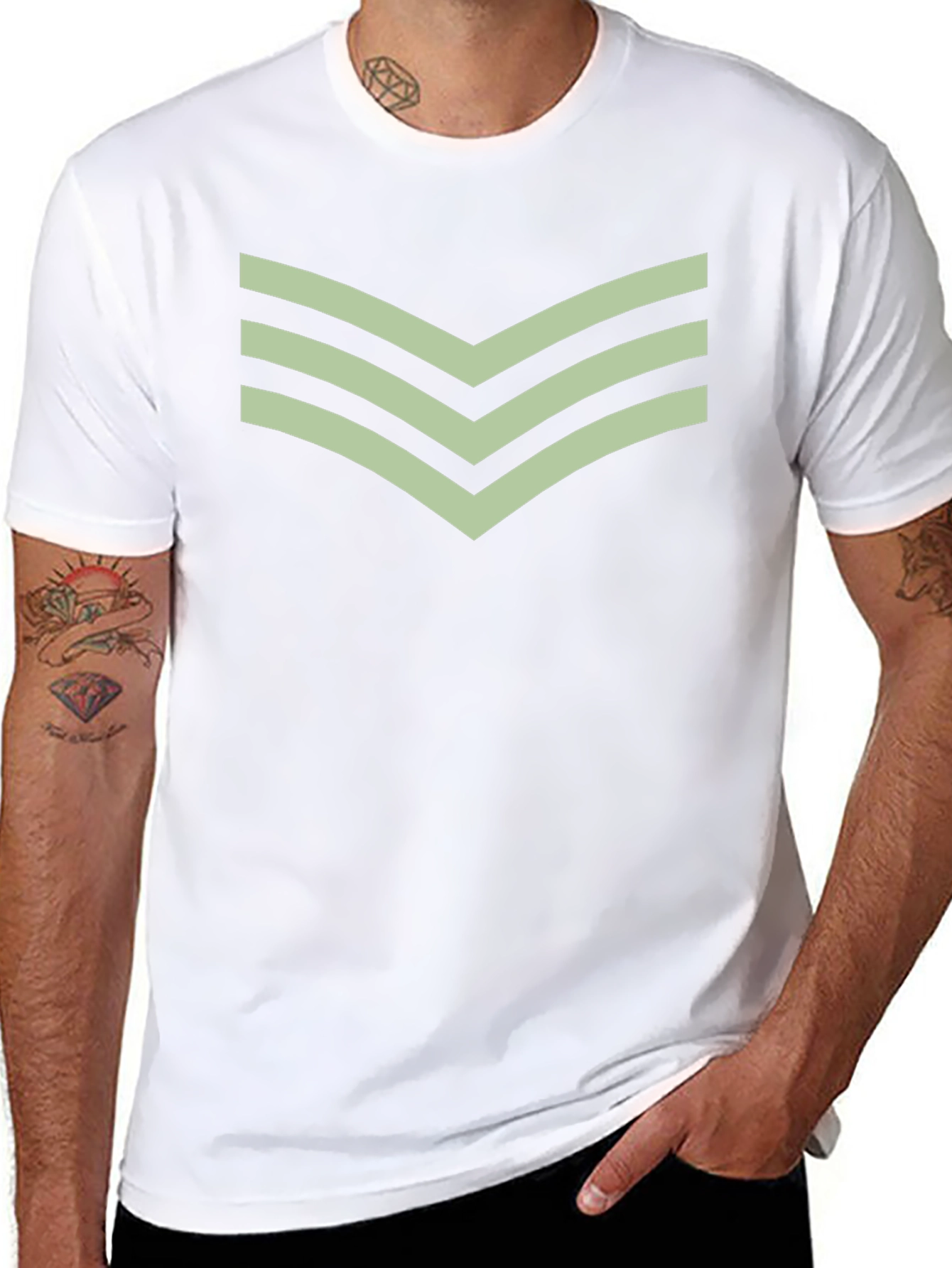 Chevron Stripe Tee - Casual Black T-Shirt