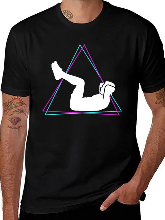 Geometric Abs Workout Black T-Shirt