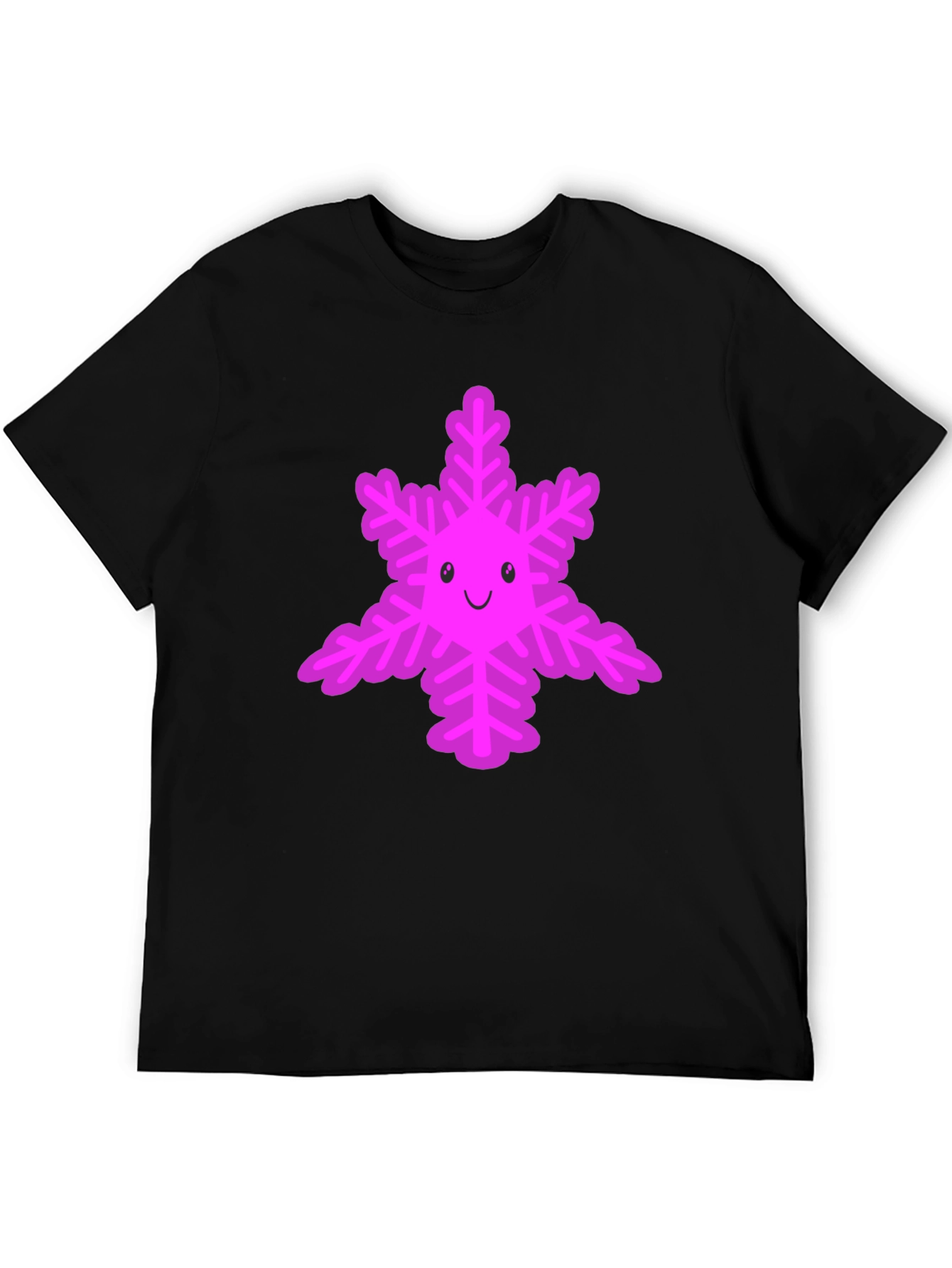 Cute Snowflake Graphic Tee - Black