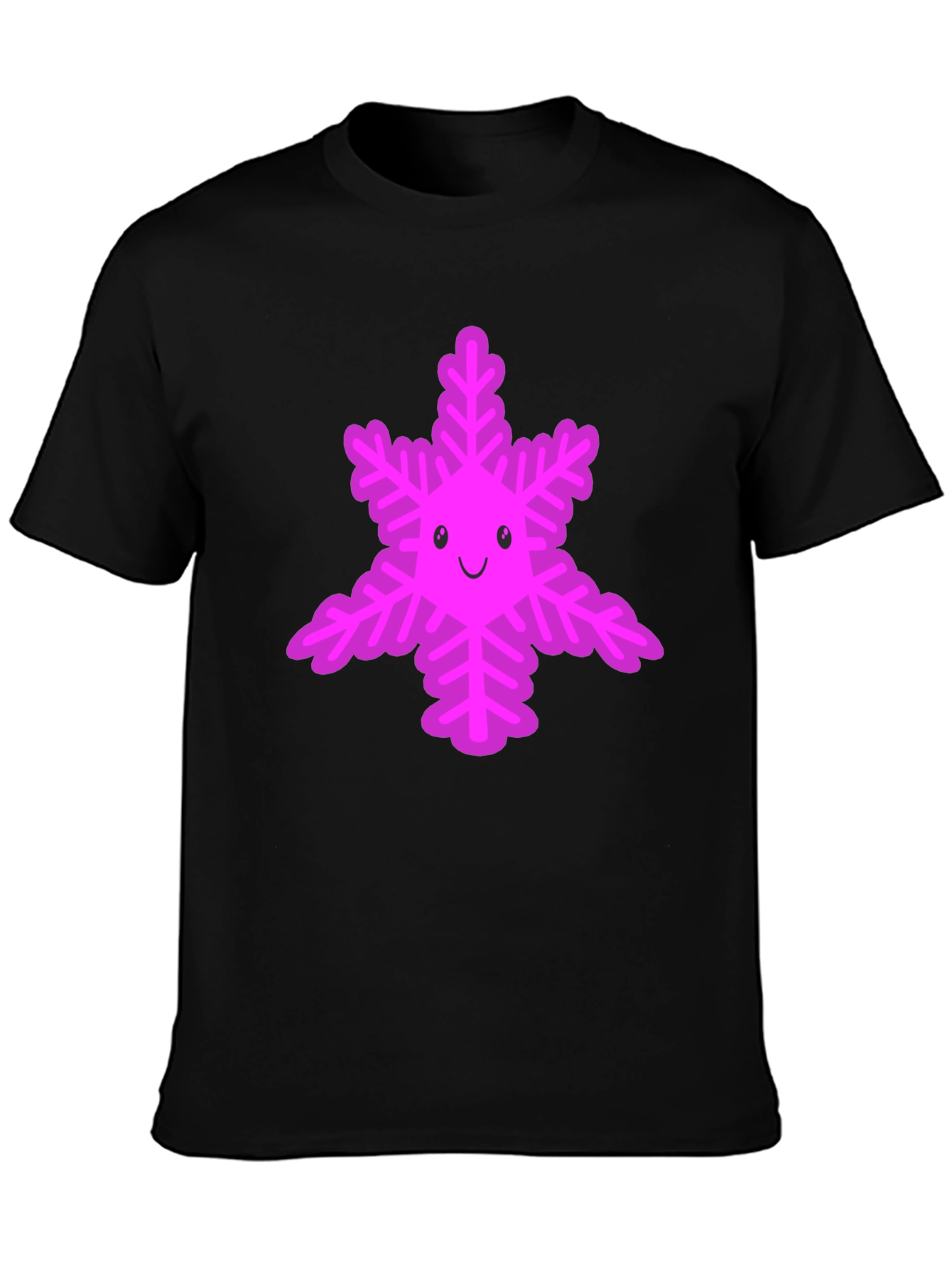 Cute Snowflake Graphic Tee - Black