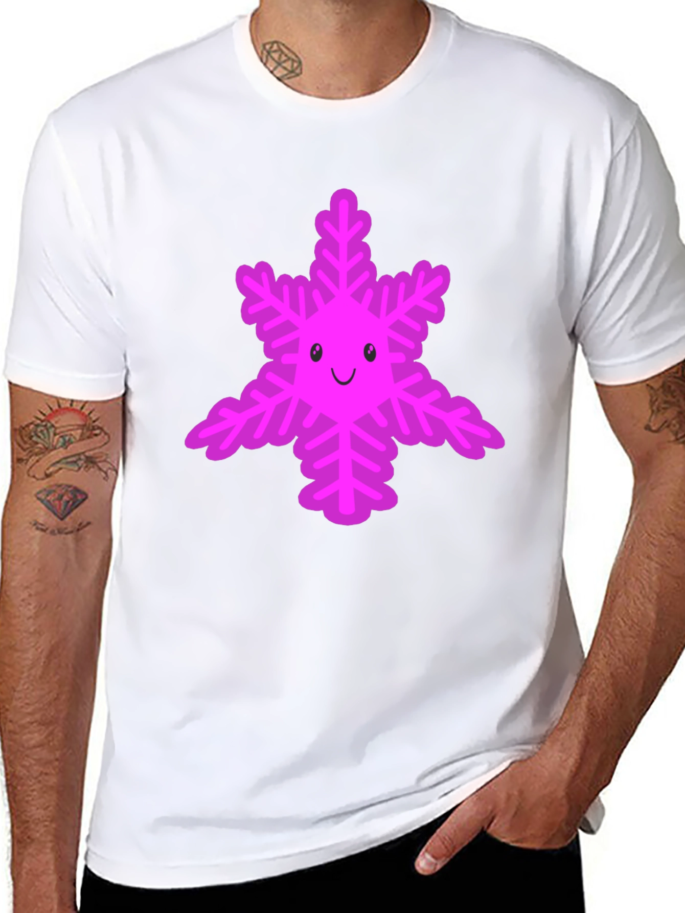 Cute Snowflake Graphic Tee - Black