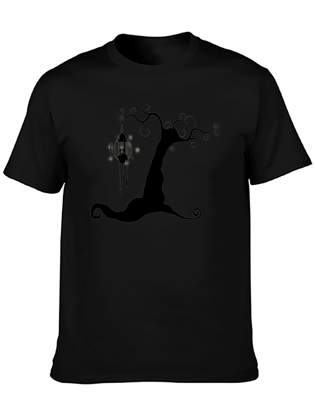 Spooky Tree Lantern Black T-Shirt