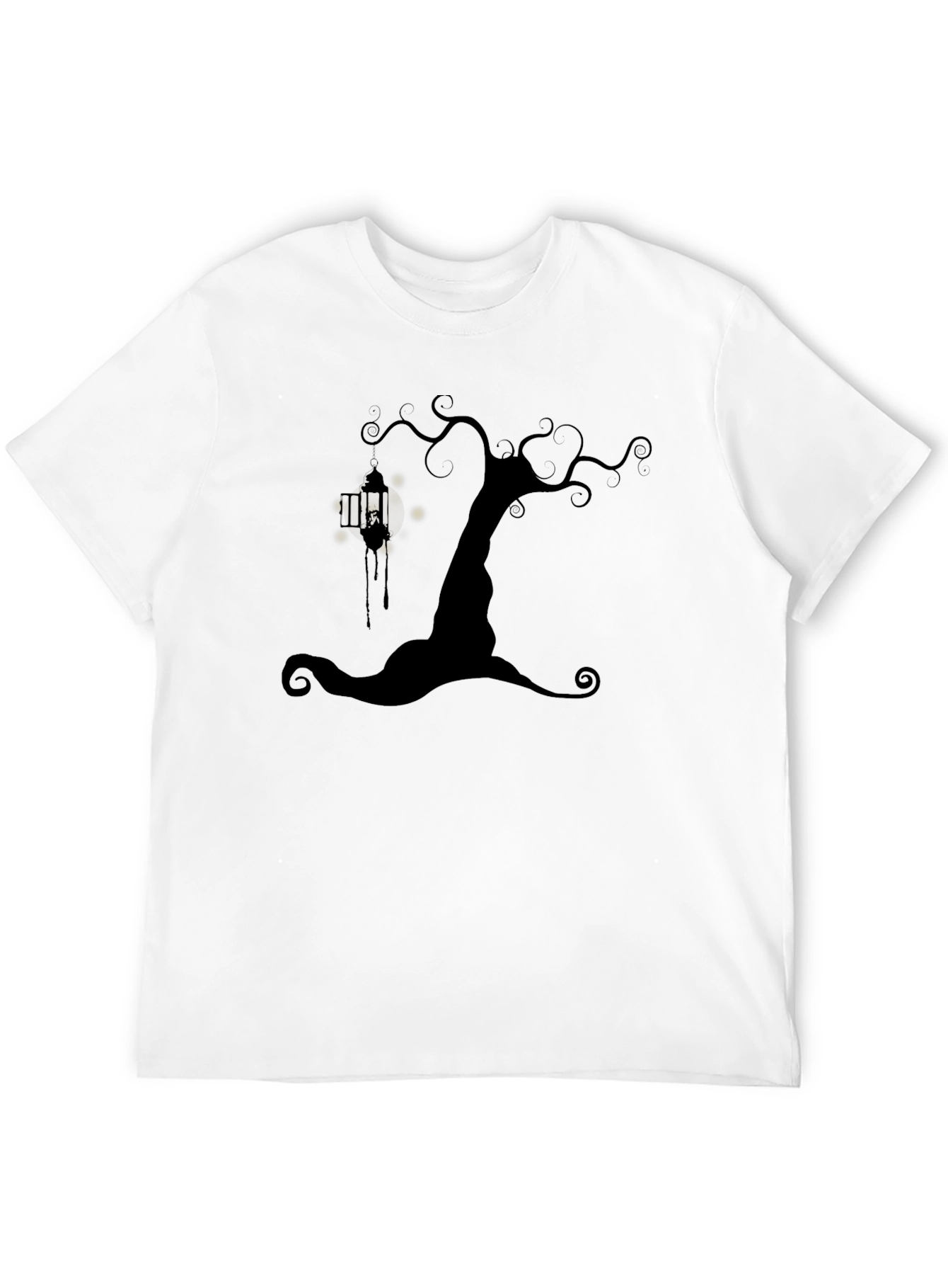 Spooky Tree Lantern Black T-Shirt