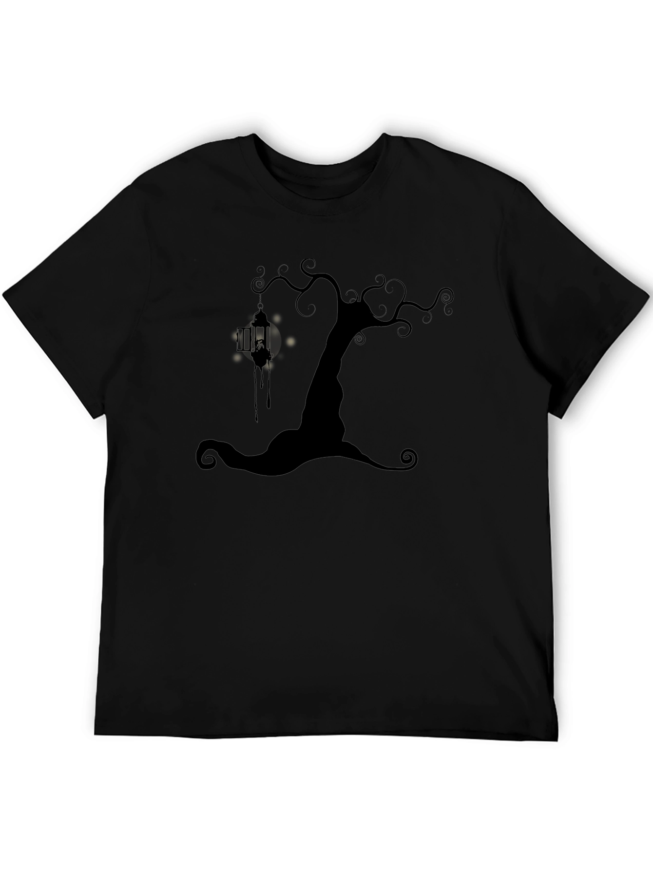 Spooky Tree Lantern Black T-Shirt
