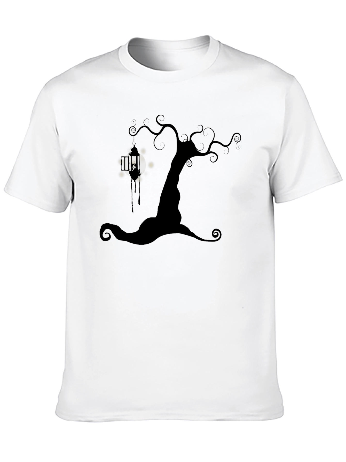 Spooky Tree Lantern Black T-Shirt
