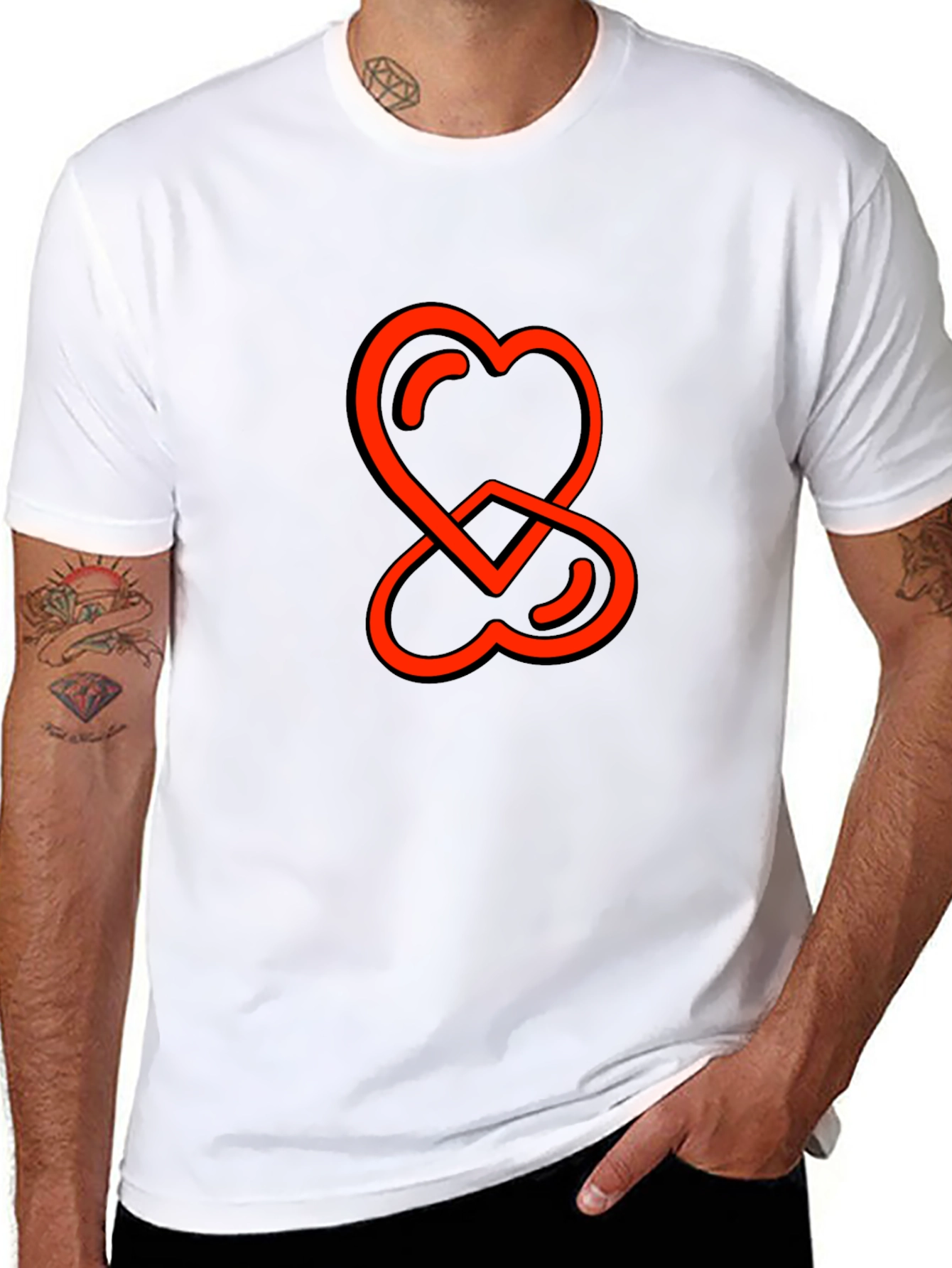 Heart Intertwined Graphic Tee - Stylish Comfort