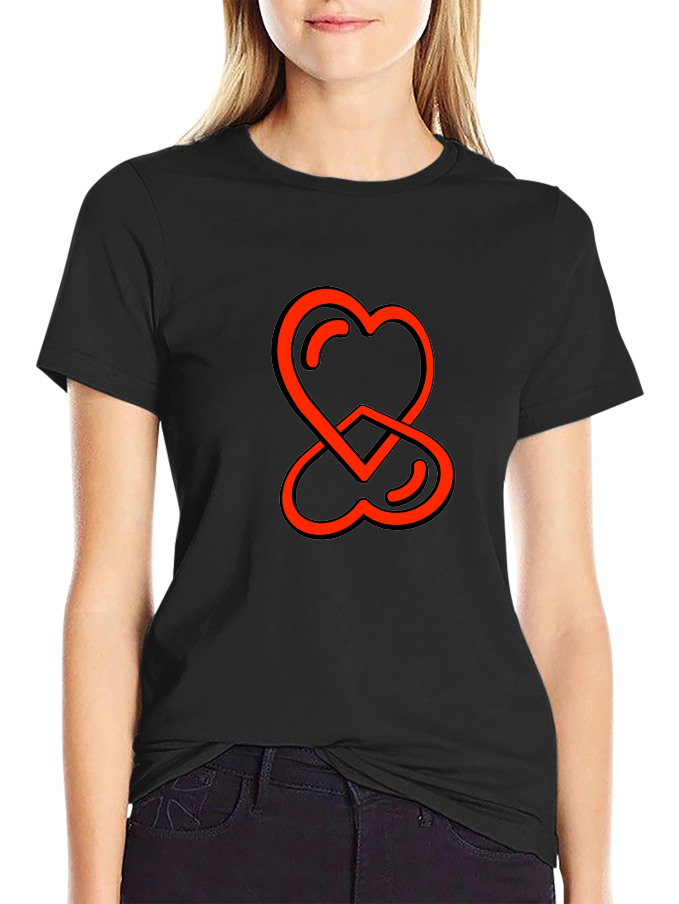 Heart Intertwined Graphic Tee - Stylish Comfort