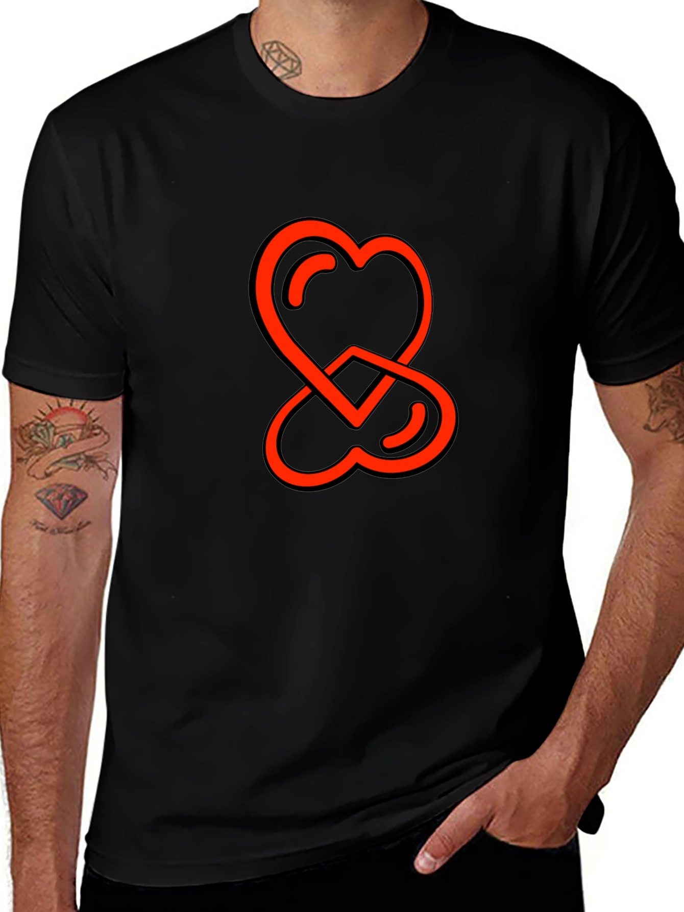 Heart Intertwined Graphic Tee - Stylish Comfort