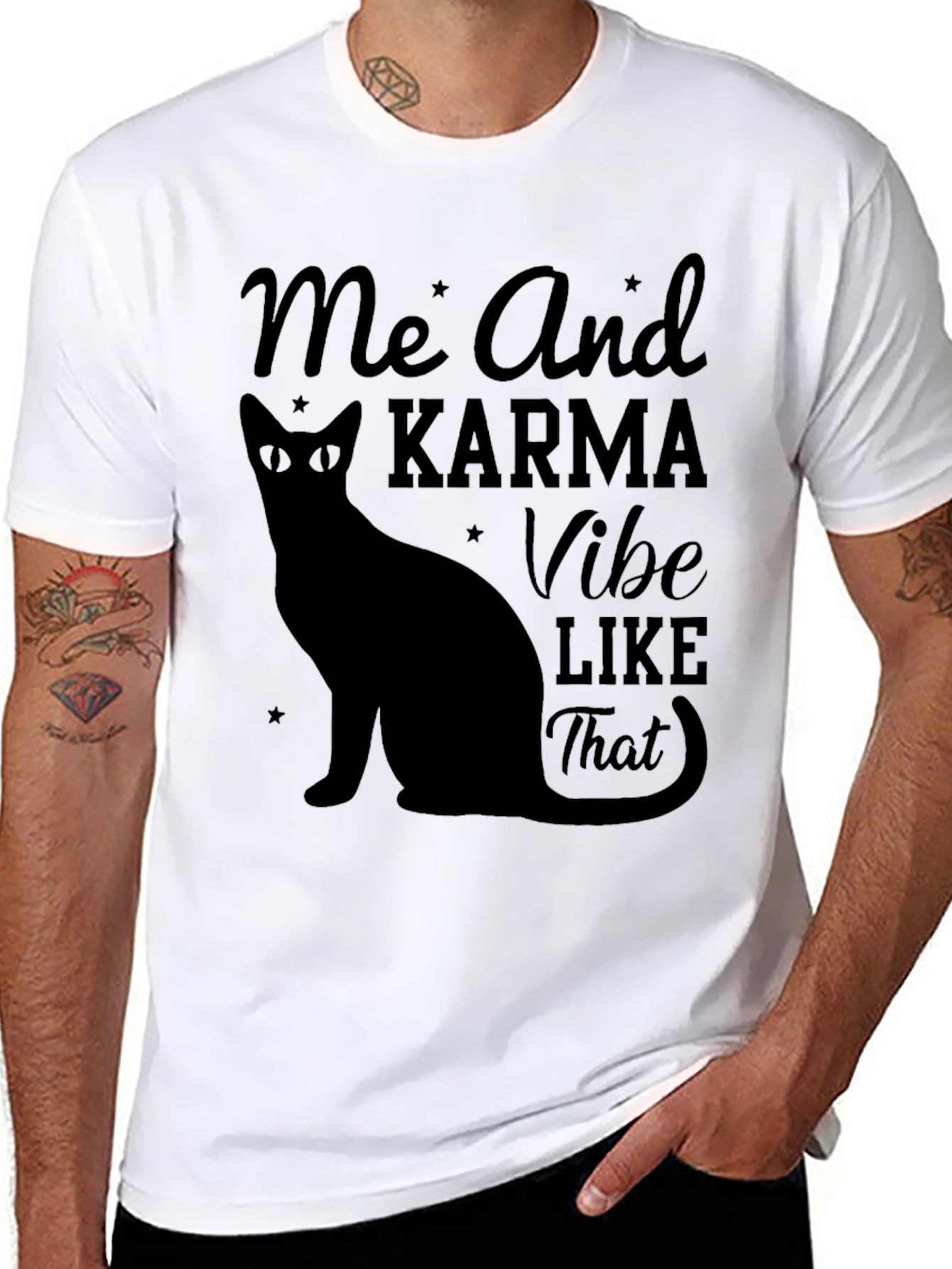 Karma Vibe Black Cat Graphic T-Shirt