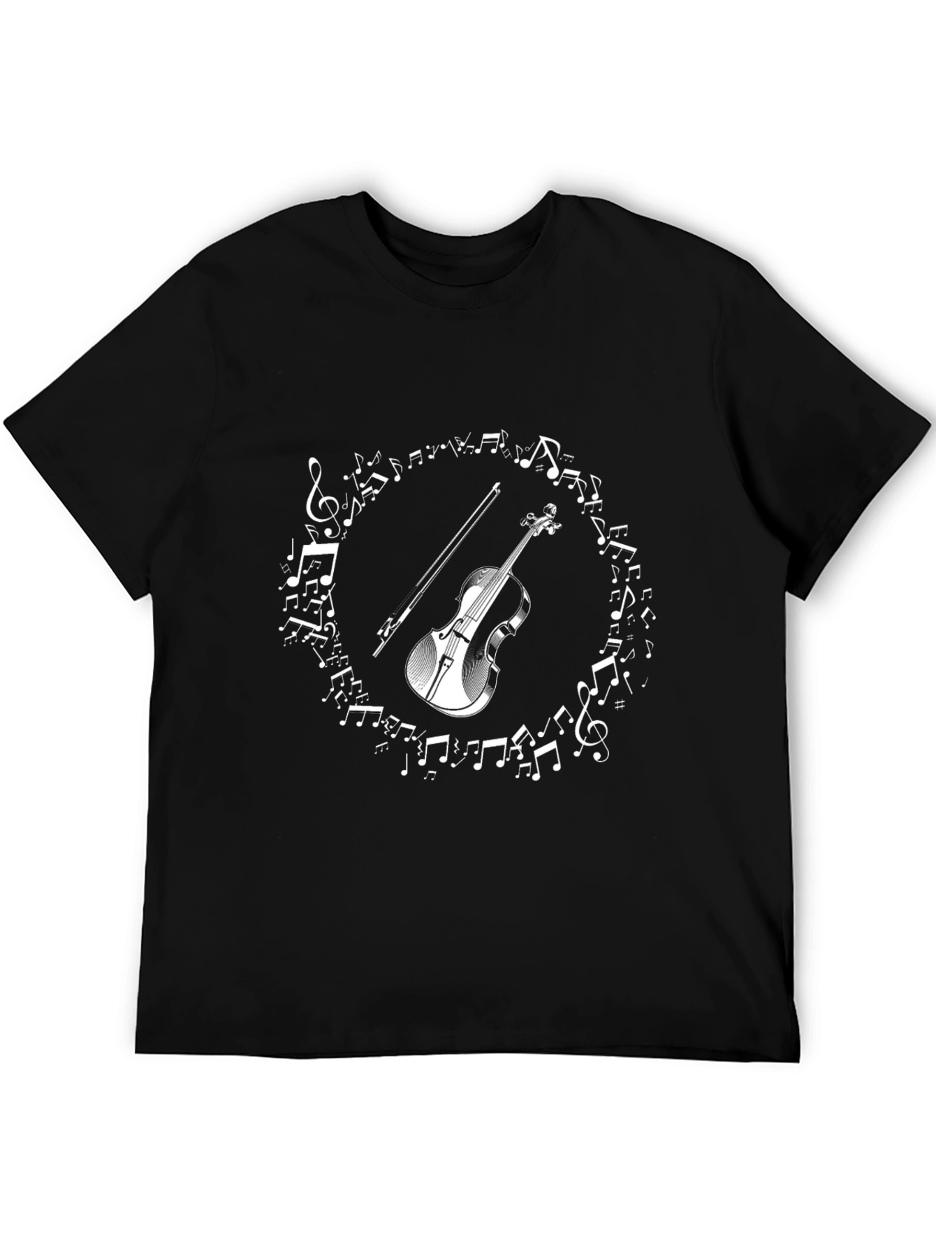 Musical Violin Notes Graphic Tee - Black