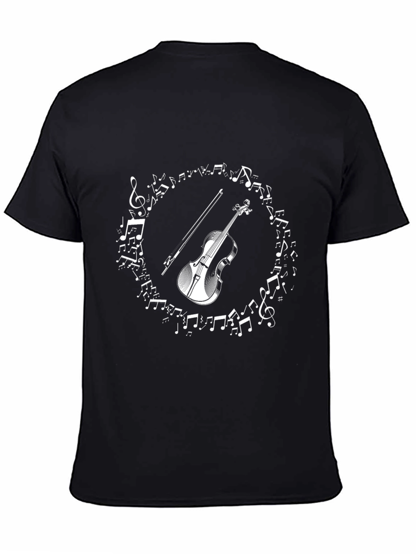 Musical Violin Notes Graphic Tee - Black