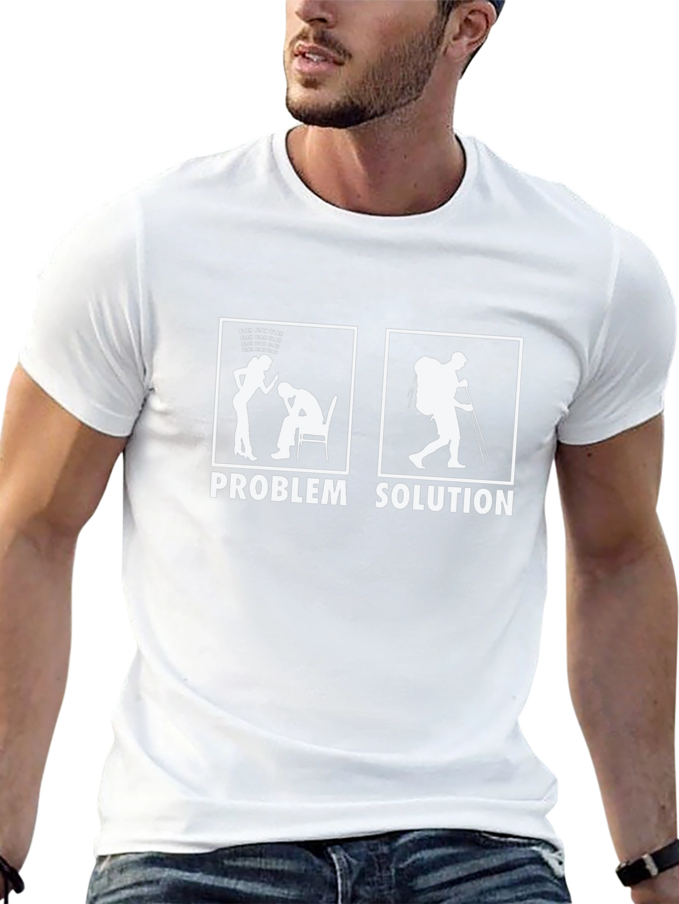 Problem Solution Hiking T-Shirt Funny Outdoor Adventure Tee