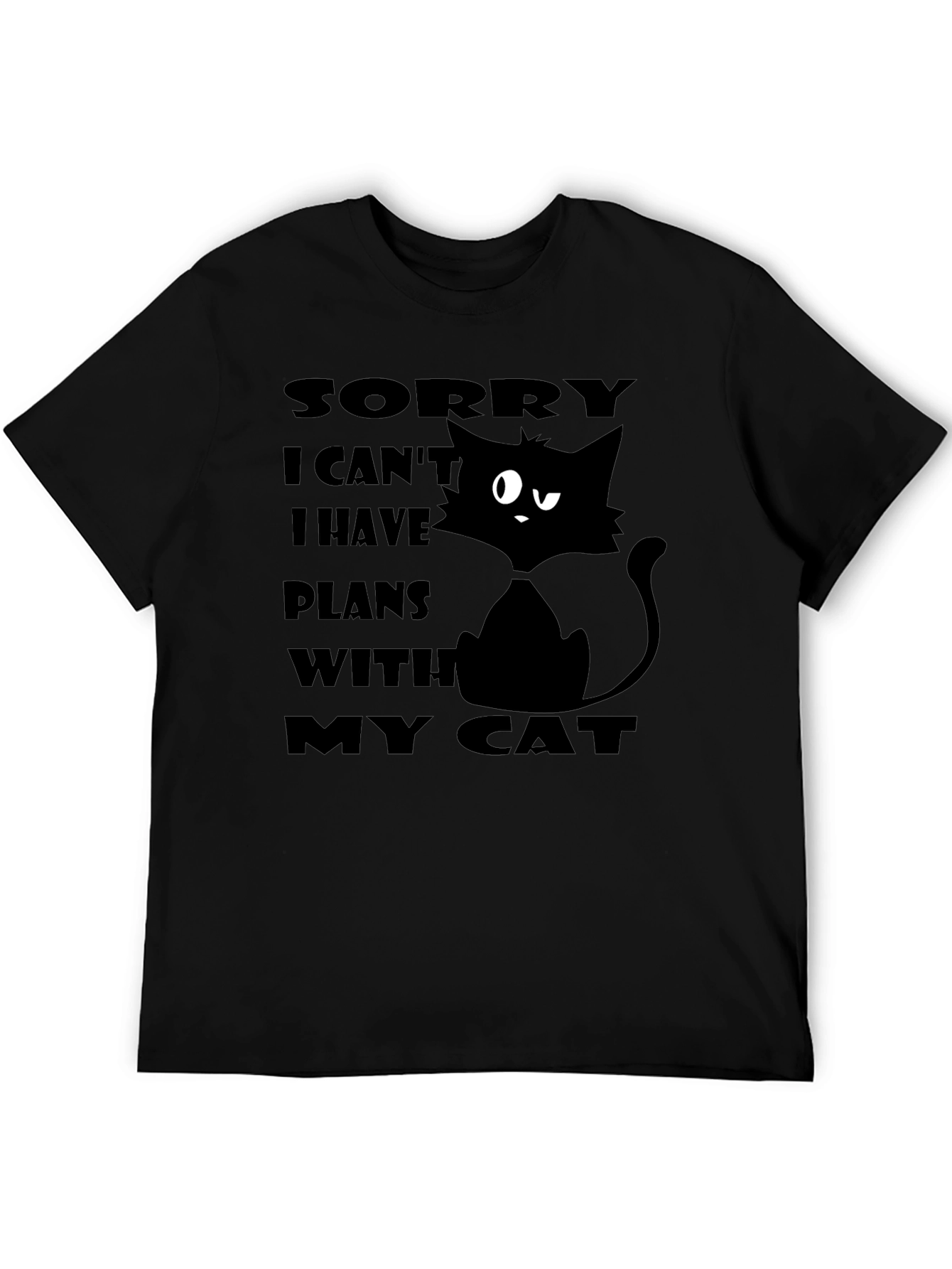Cat Plans Graphic T-Shirt - Unisex Black Tee