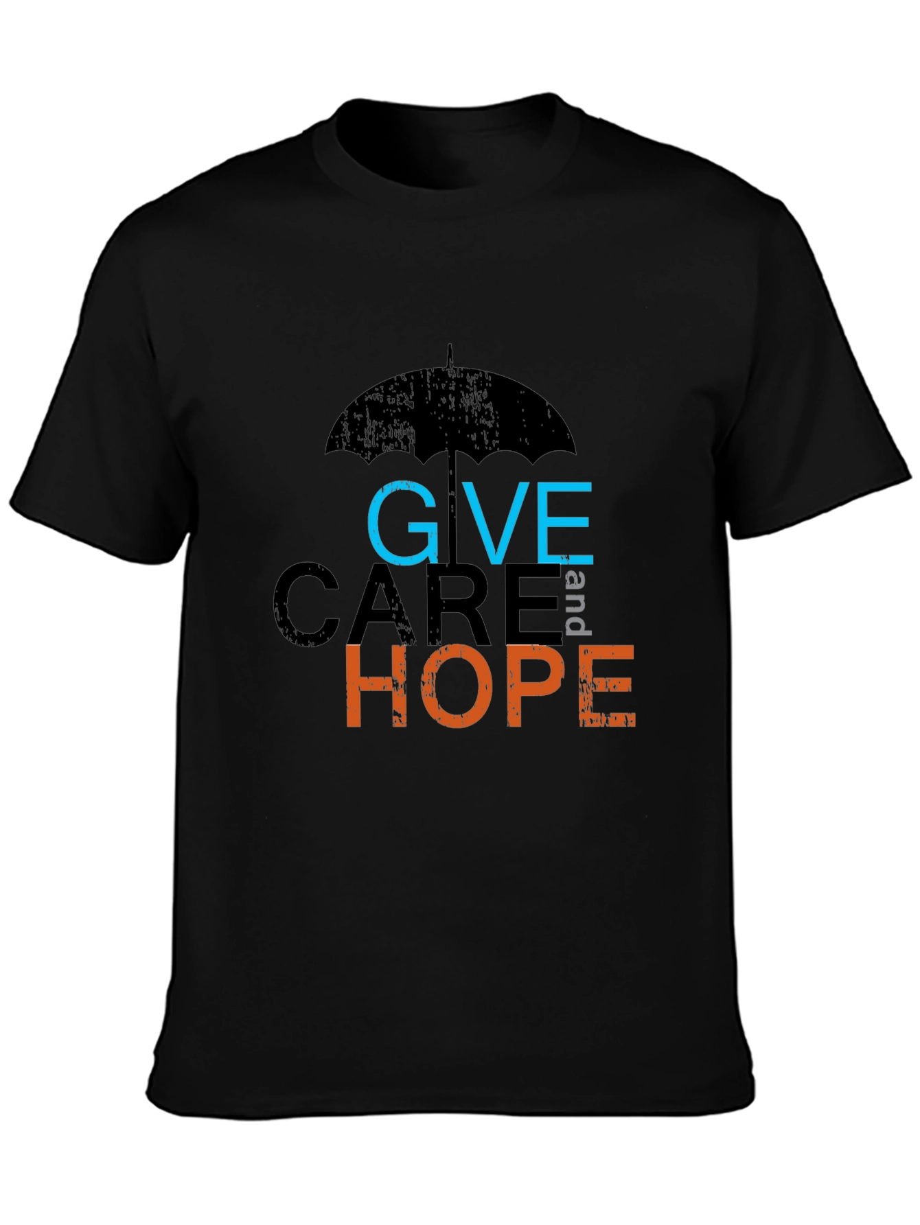 Give Care and Hope Black Graphic T-Shirt