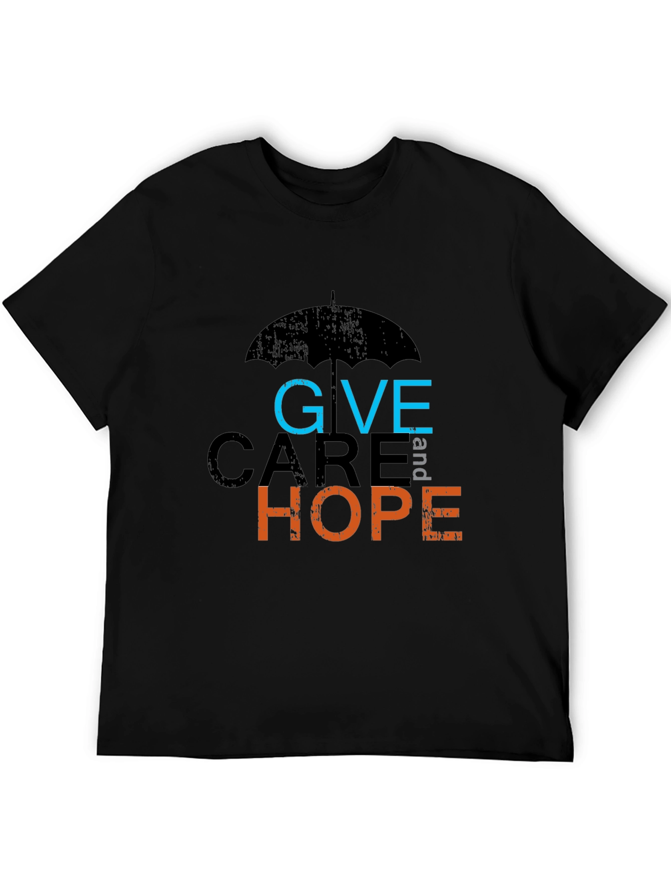 Give Care and Hope Black Graphic T-Shirt