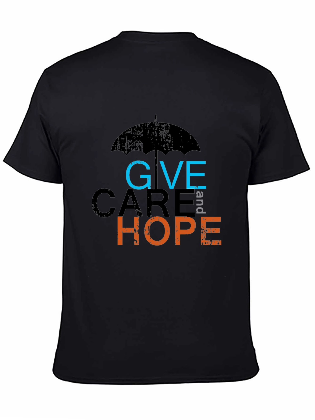 Give Care and Hope Black Graphic T-Shirt