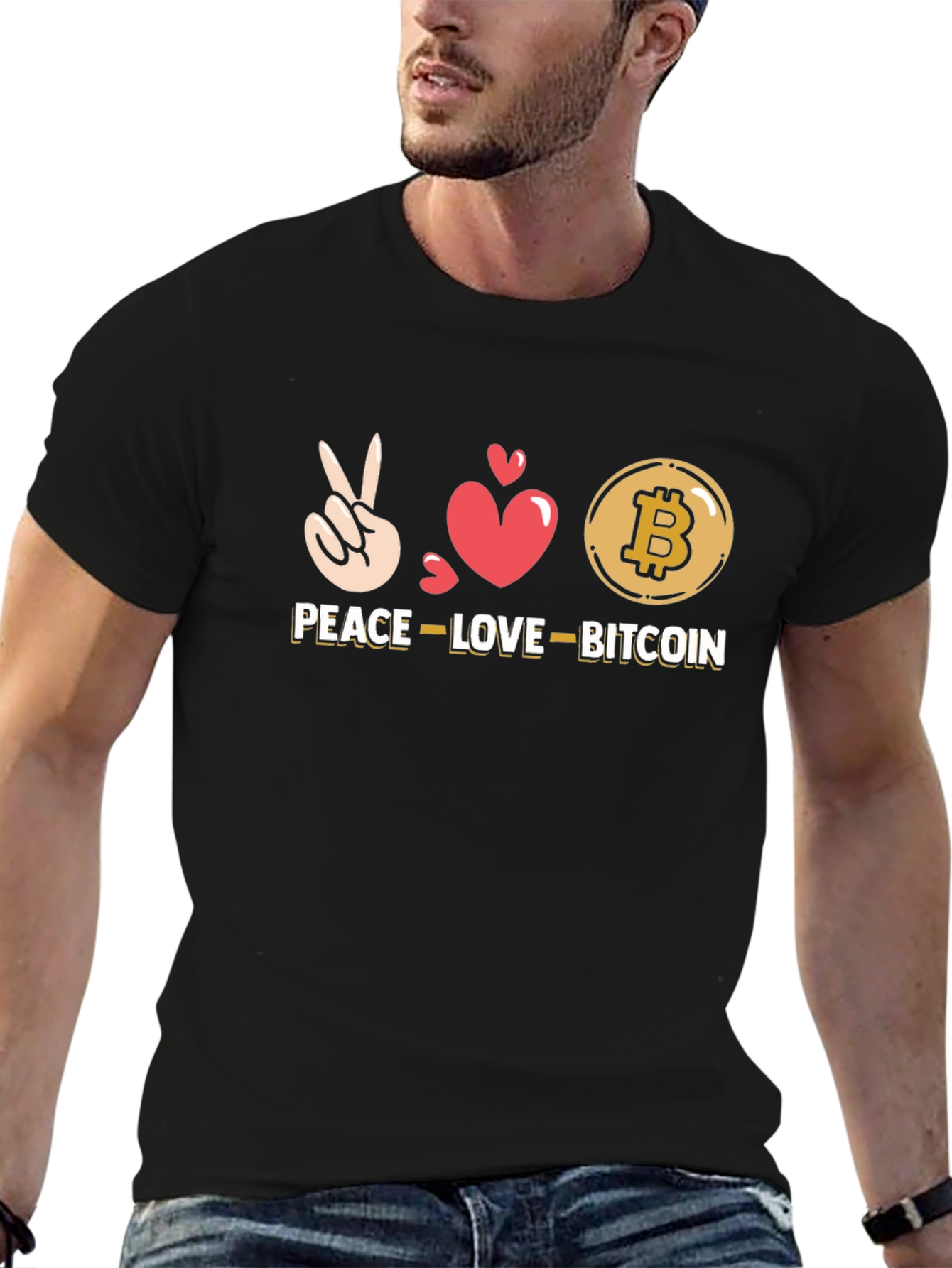 Peace Love Bitcoin Black T-Shirt