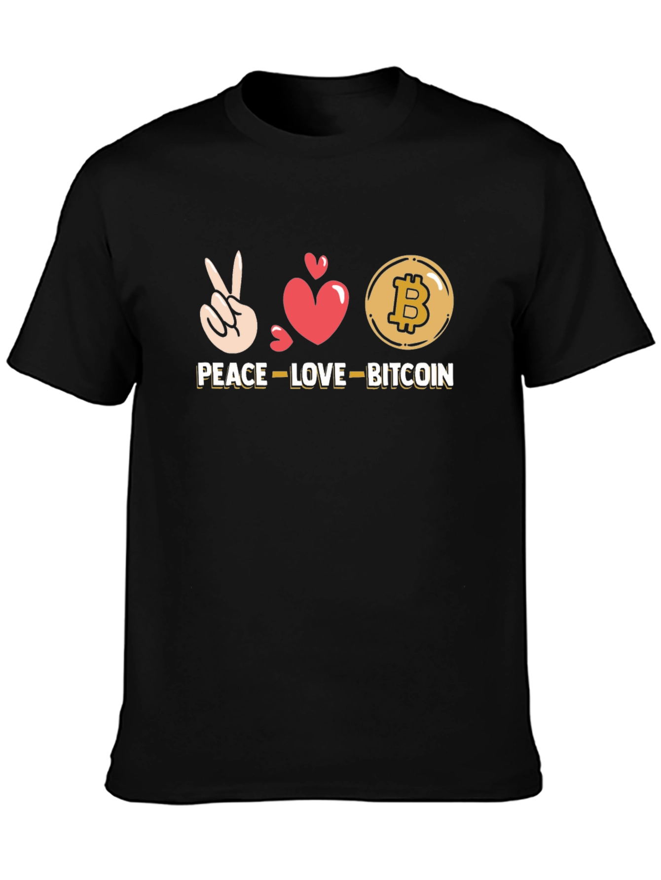Peace Love Bitcoin Black T-Shirt