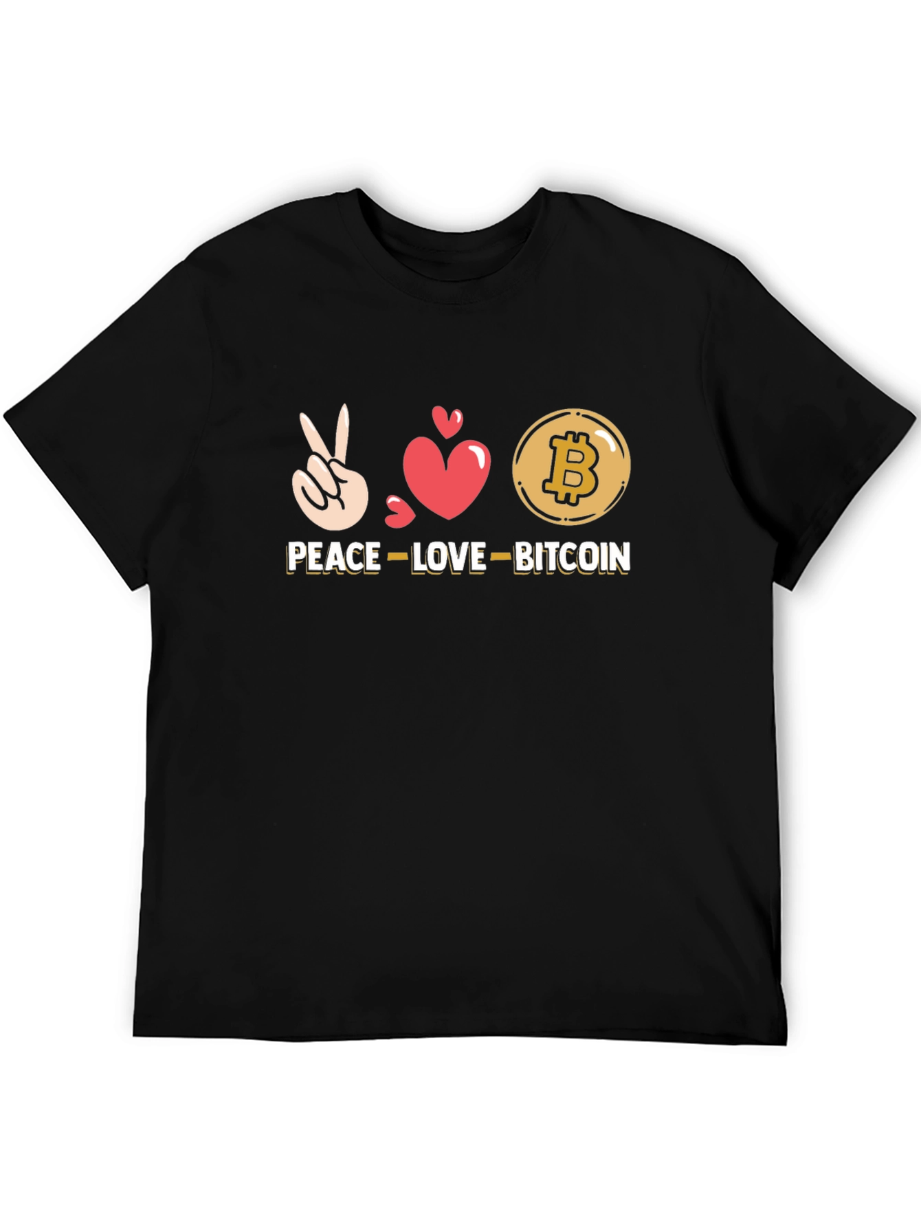Peace Love Bitcoin Black T-Shirt