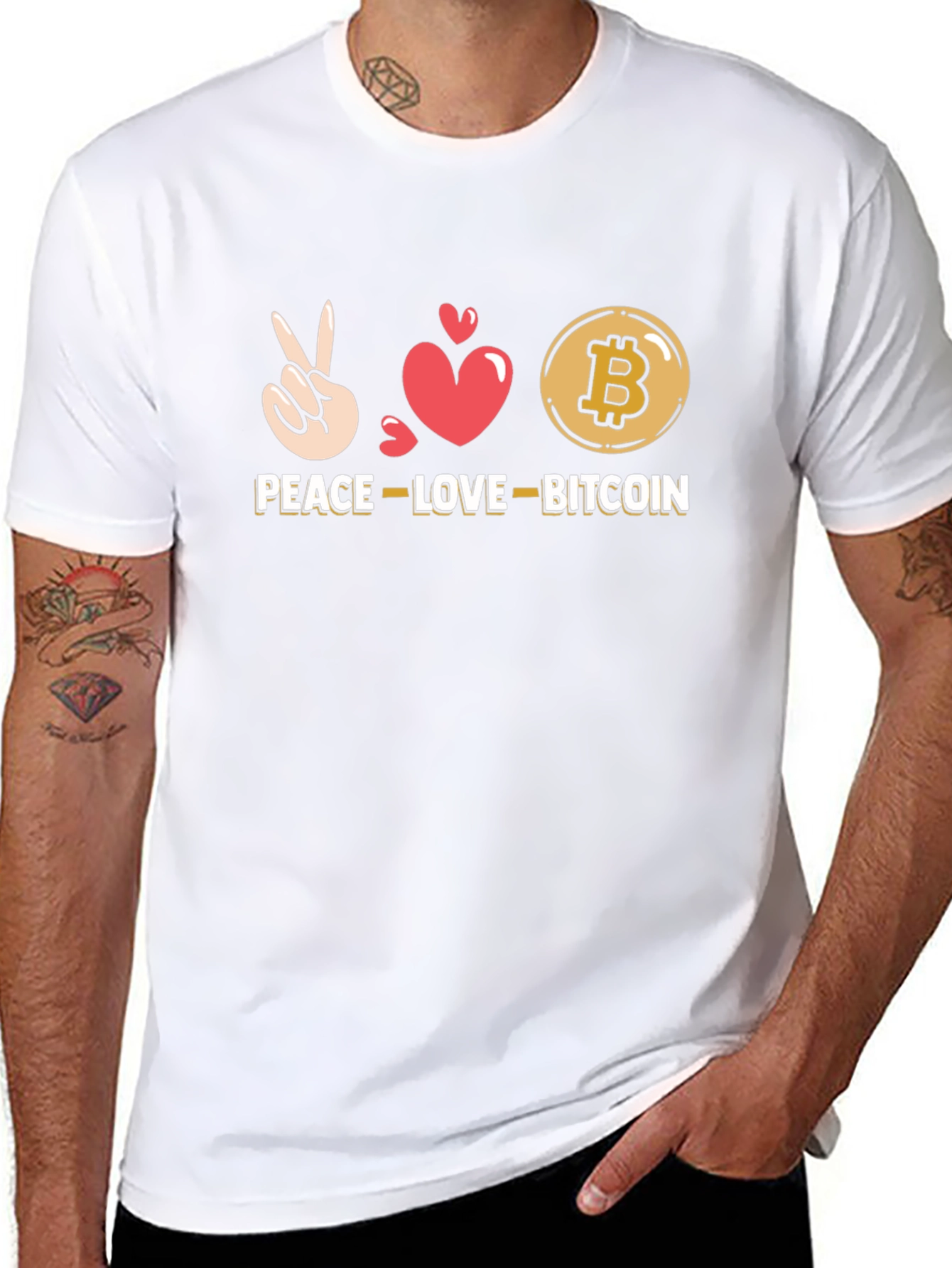 Peace Love Bitcoin Black T-Shirt