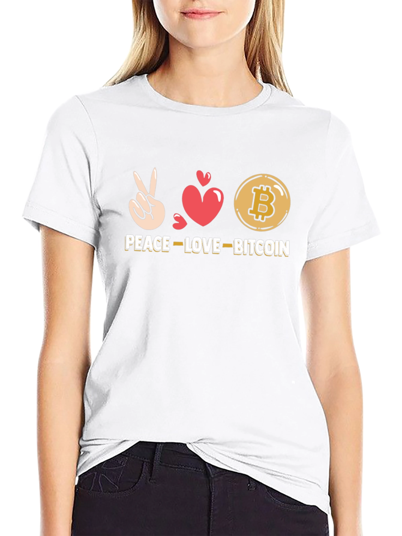 Peace Love Bitcoin Black T-Shirt