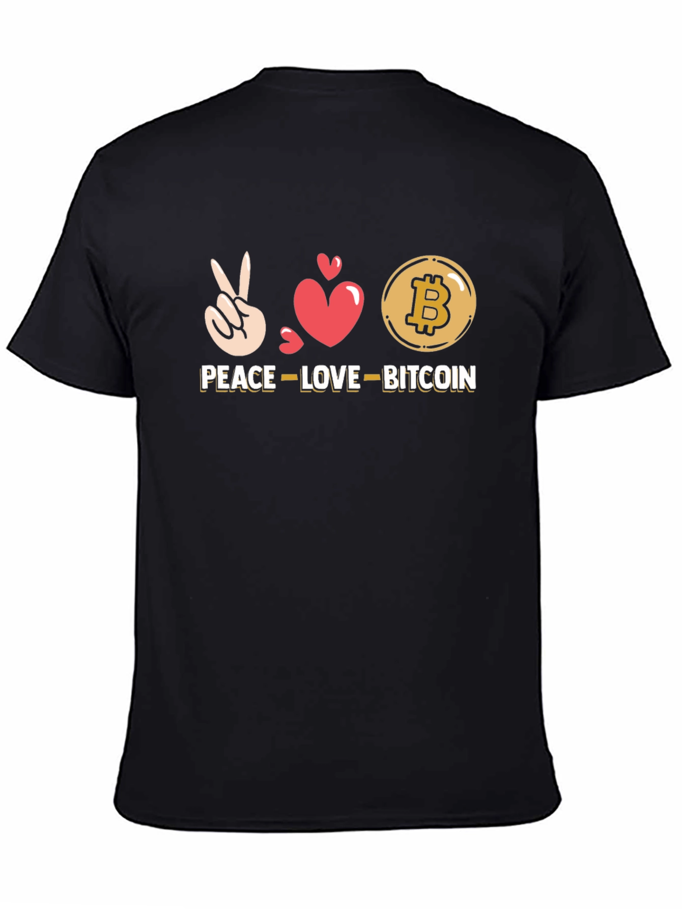 Peace Love Bitcoin Black T-Shirt