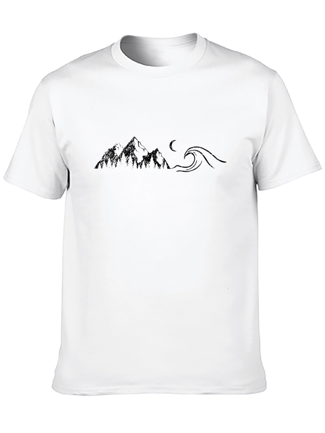 Mountain & Wave Graphic Black Tee