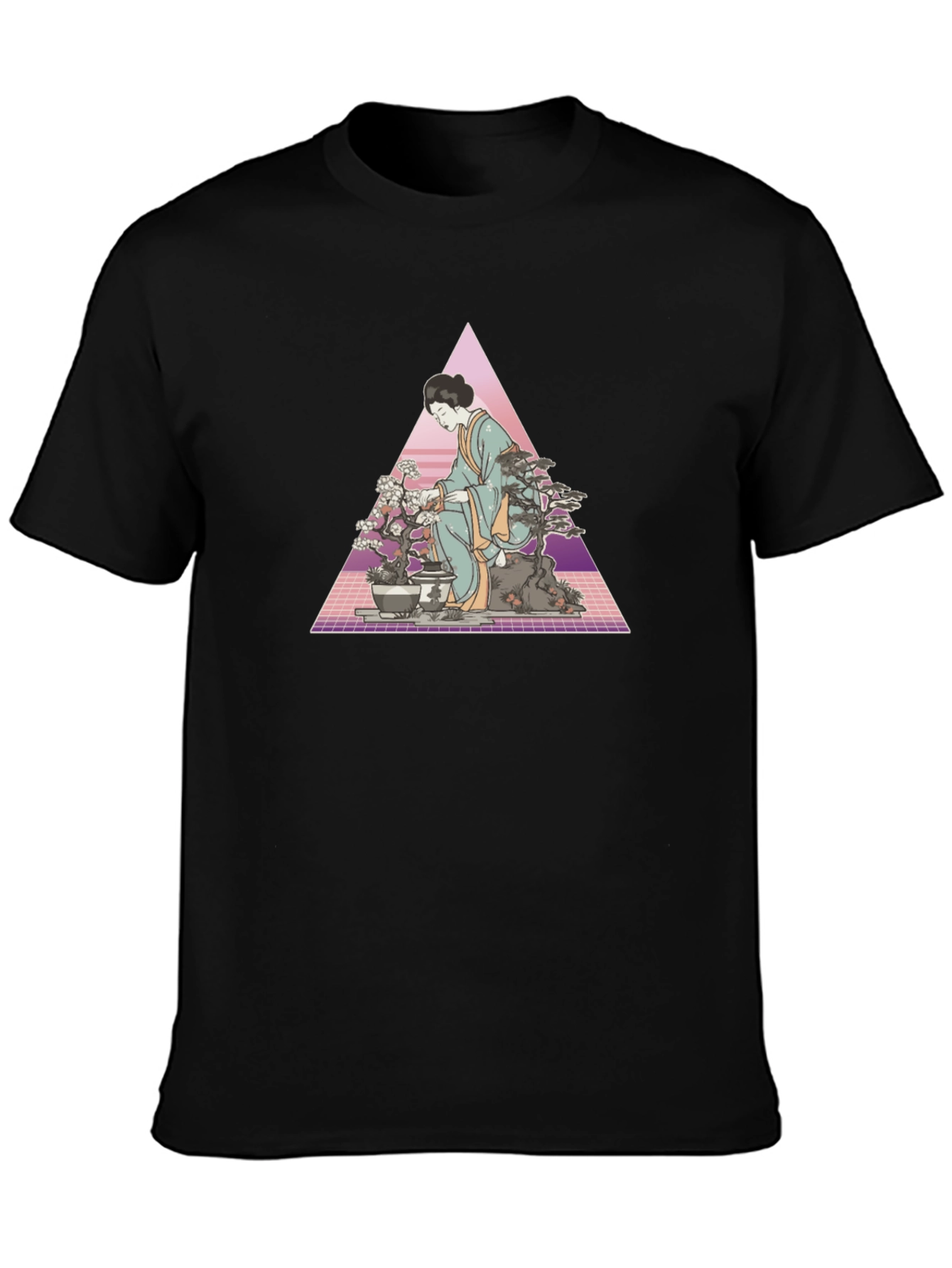 Geisha Bonsai Retro T-Shirt - Unique Graphic Tee