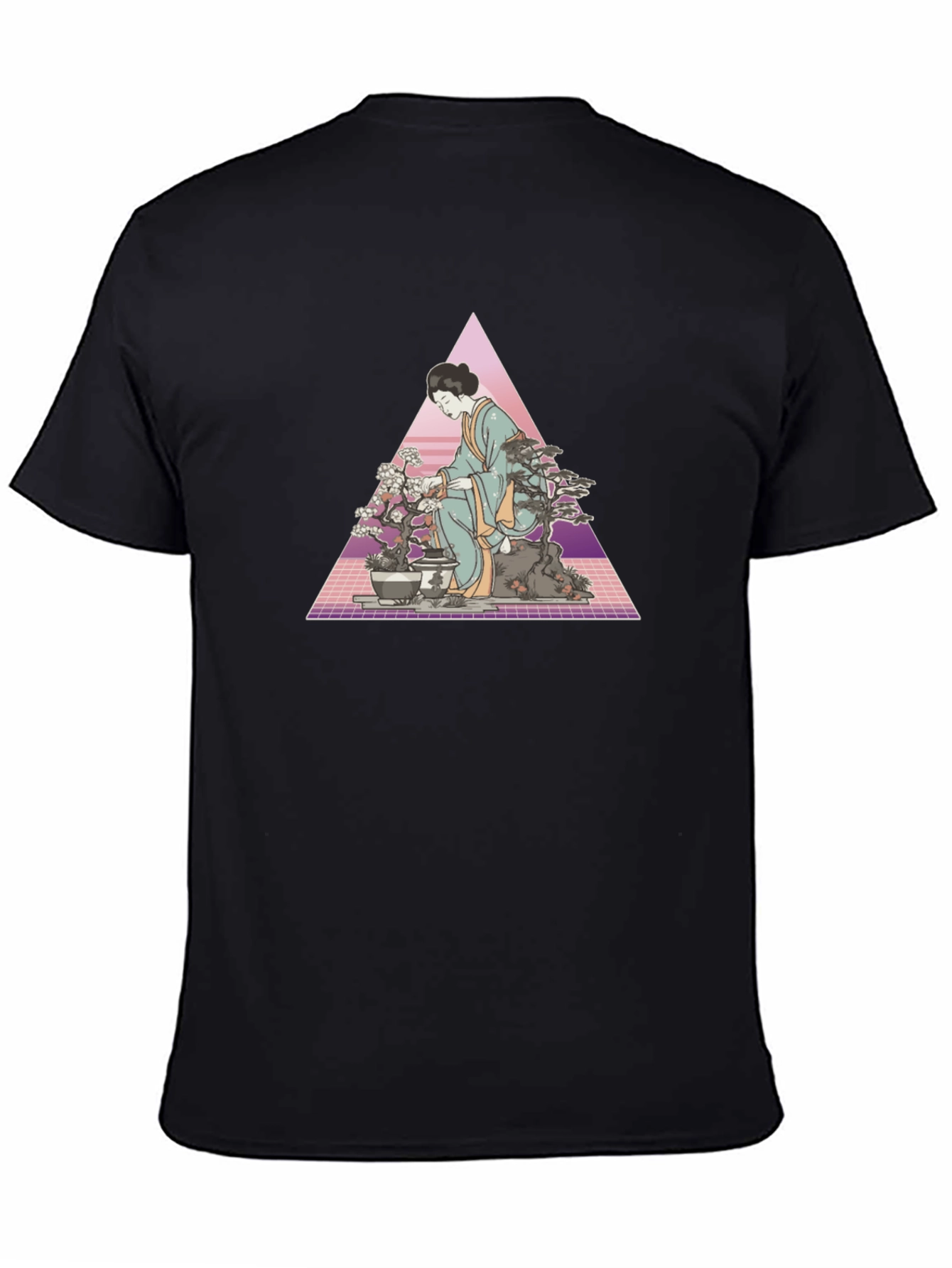 Geisha Bonsai Retro T-Shirt - Unique Graphic Tee
