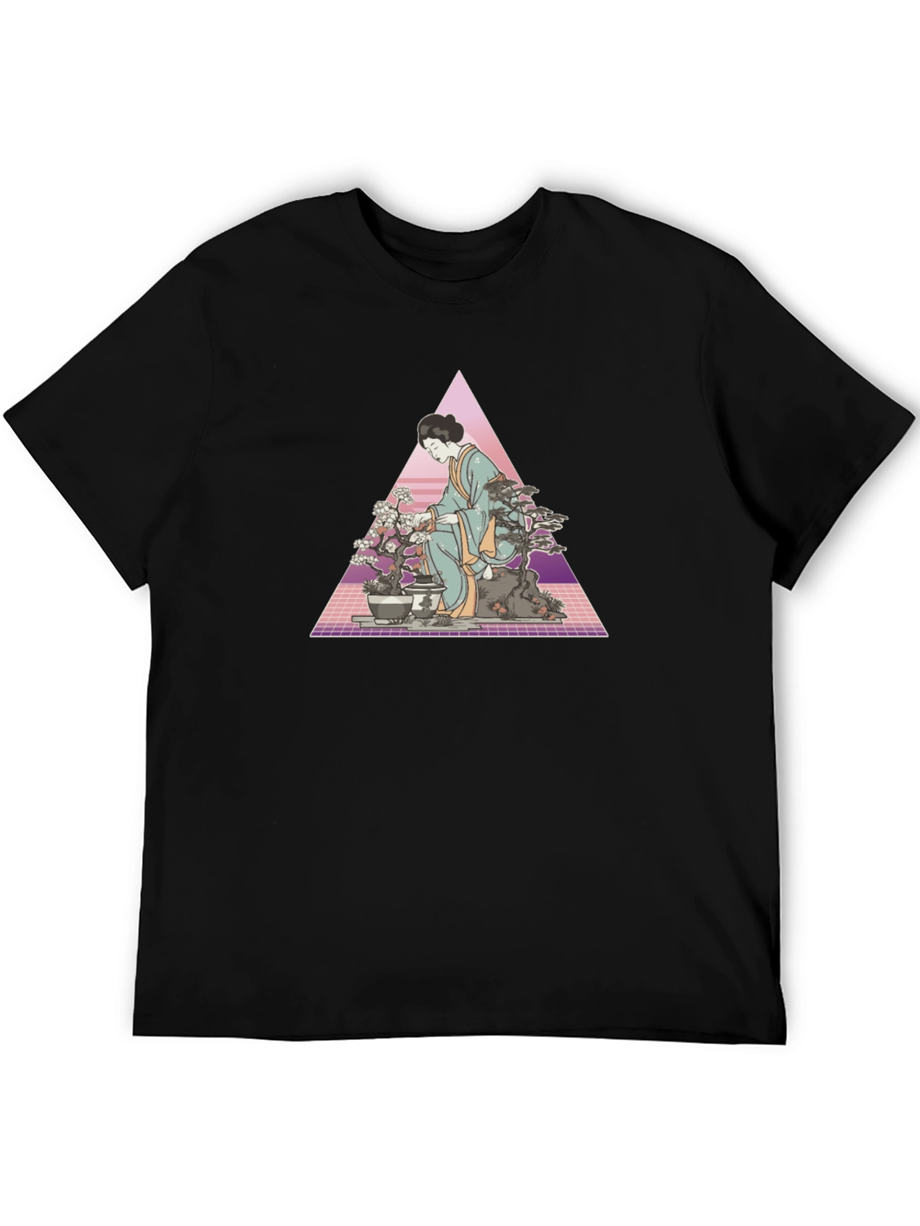Geisha Bonsai Retro T-Shirt - Unique Graphic Tee