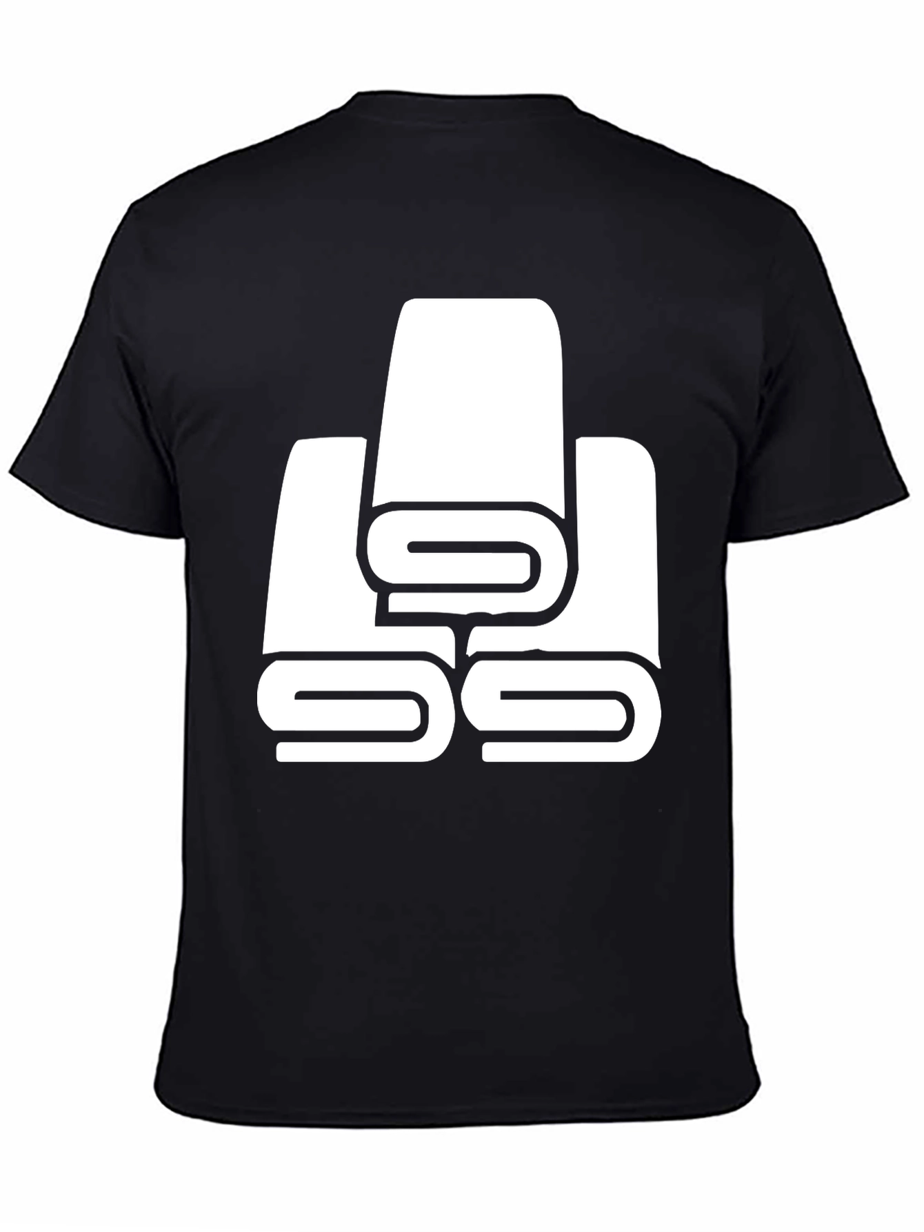 Black T-Shirt with White Towel Stack Graphic