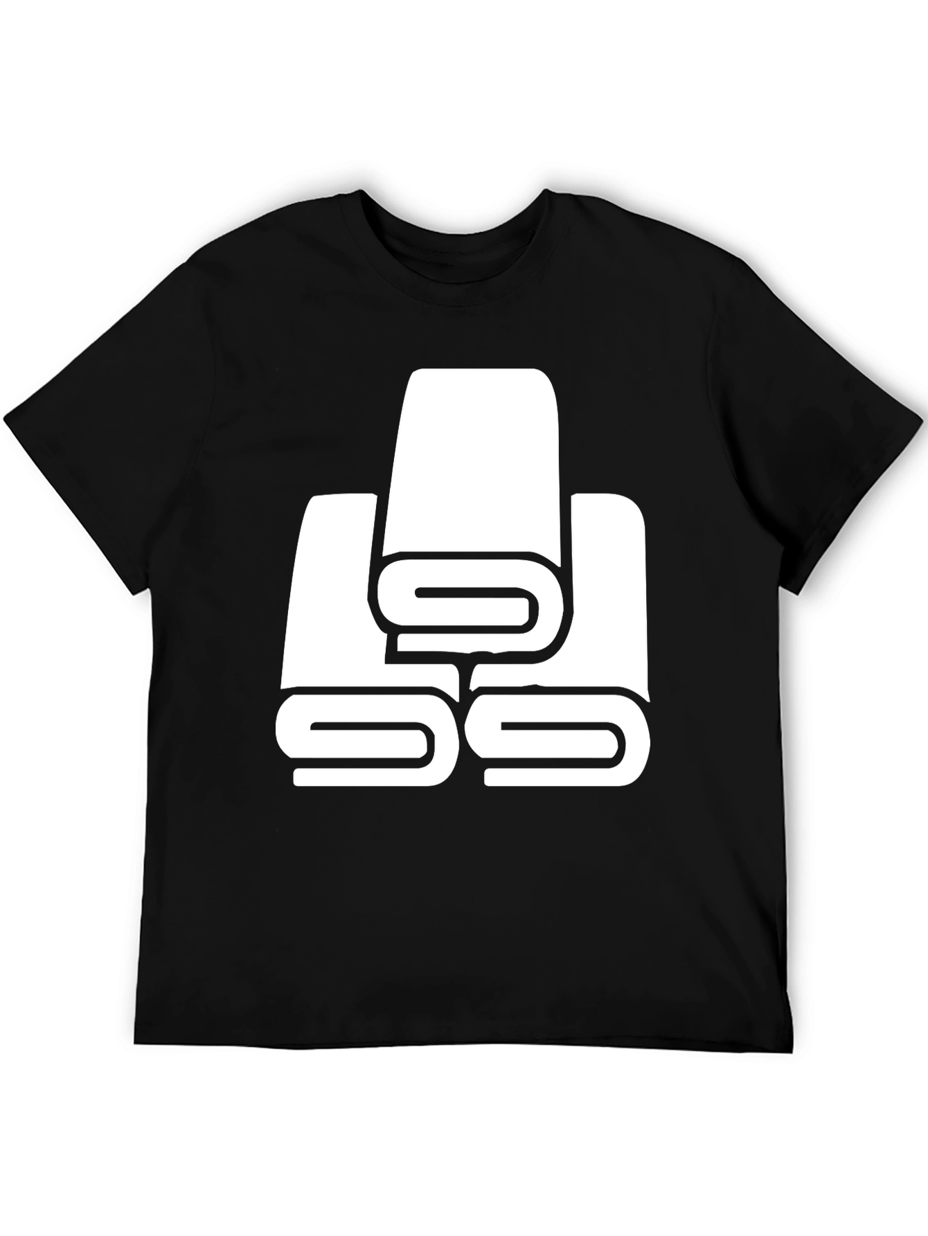Black T-Shirt with White Towel Stack Graphic