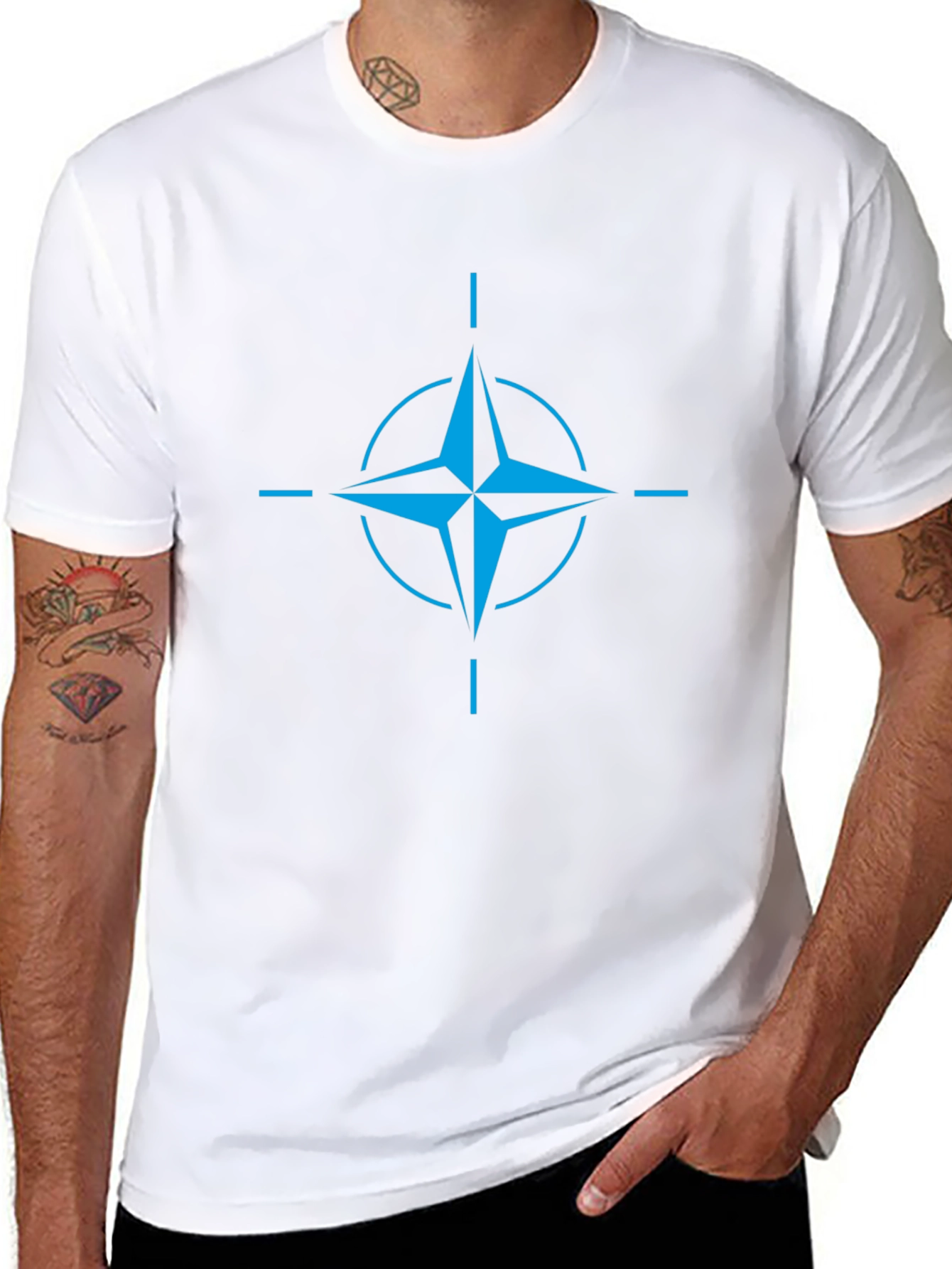 Blue NATO Star Black T-Shirt