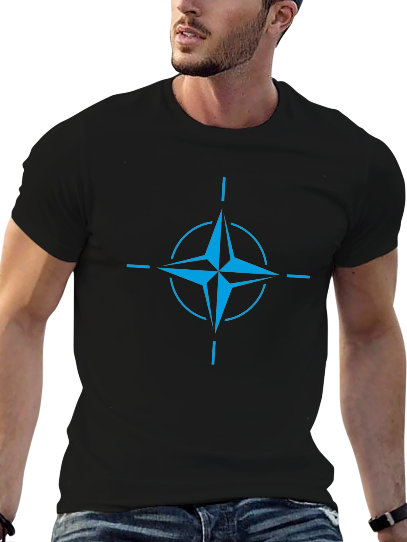 Blue NATO Star Black T-Shirt