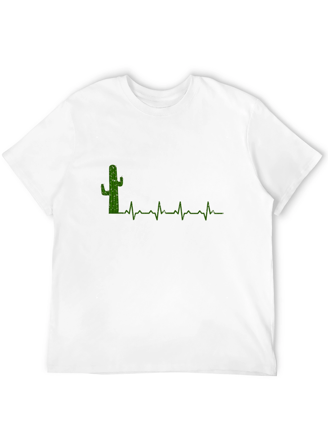 Cactus Heartbeat Graphic Tee - Black Cotton T-Shirt