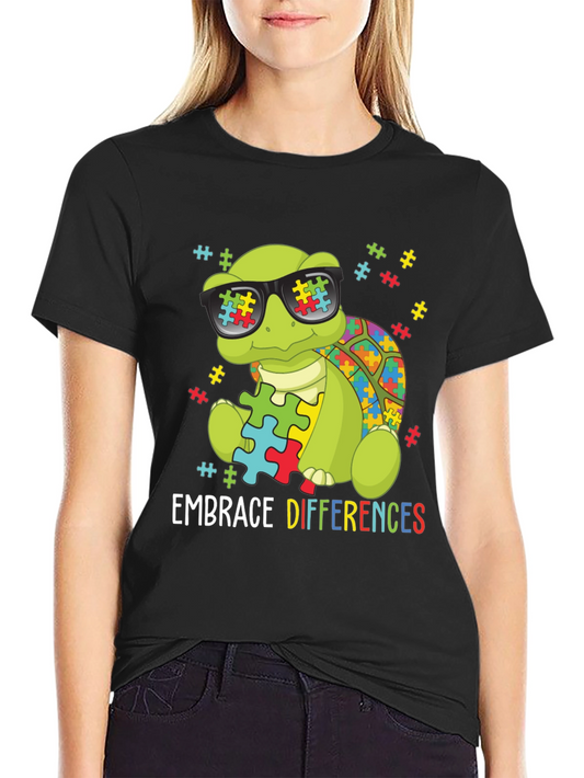 Embrace Differences Autism Awareness Turtle T-Shirt