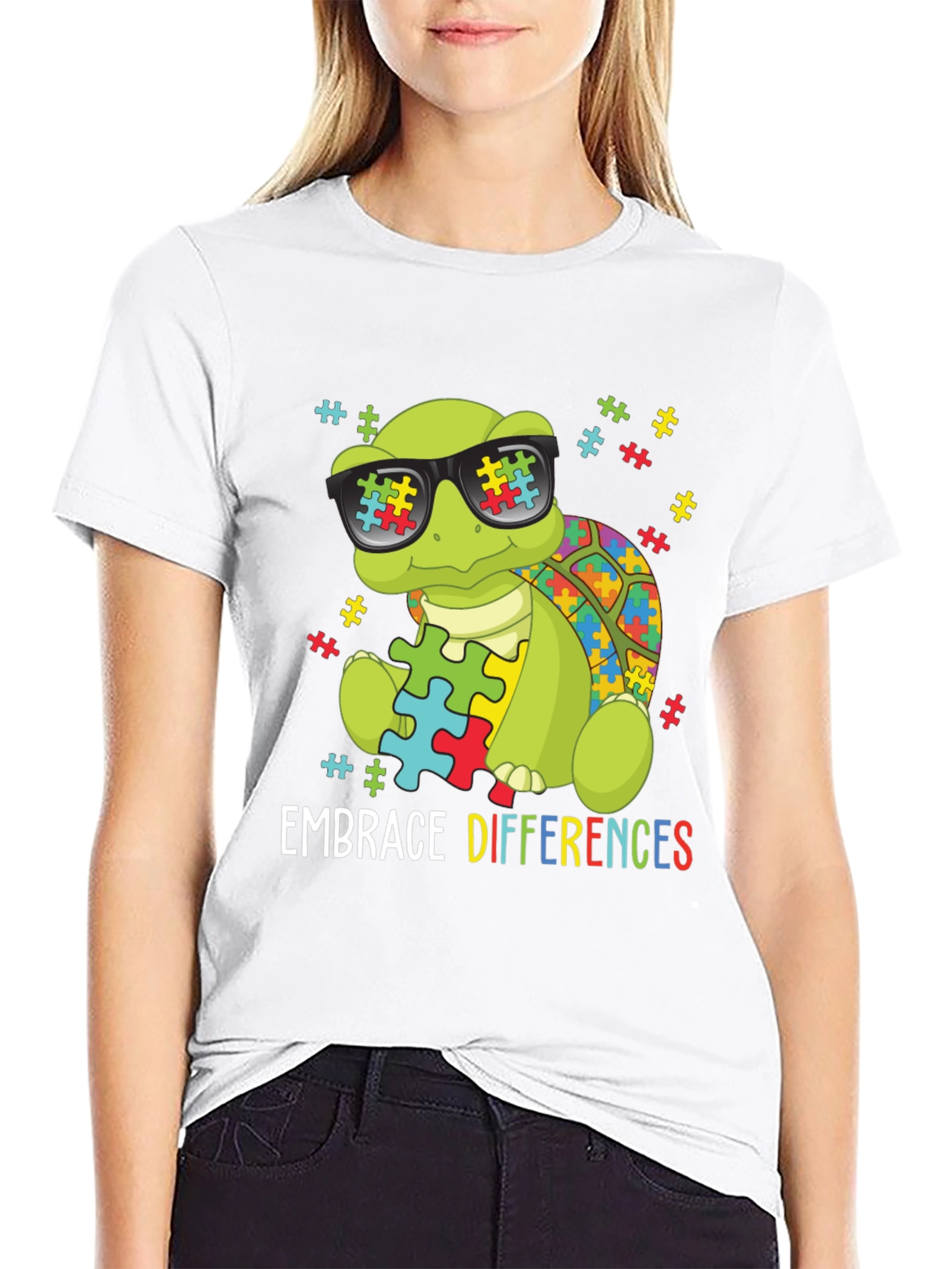 Embrace Differences Autism Awareness Turtle T-Shirt