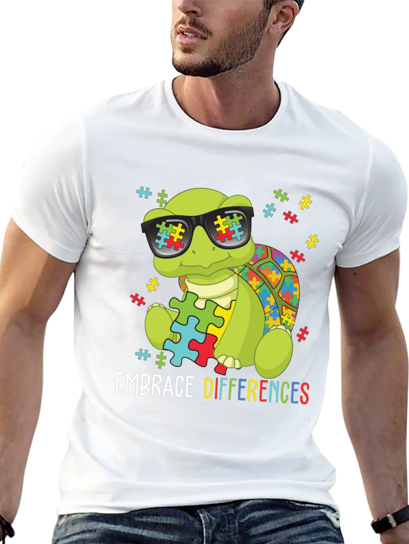Embrace Differences Autism Awareness Turtle T-Shirt