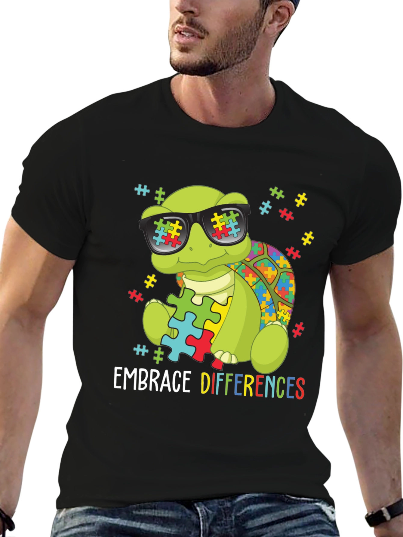 Embrace Differences Autism Awareness Turtle T-Shirt