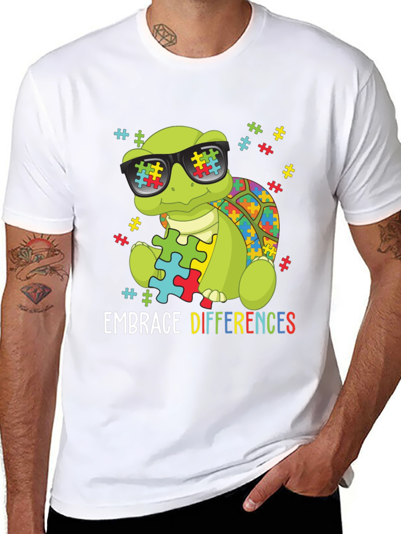 Embrace Differences Autism Awareness Turtle T-Shirt
