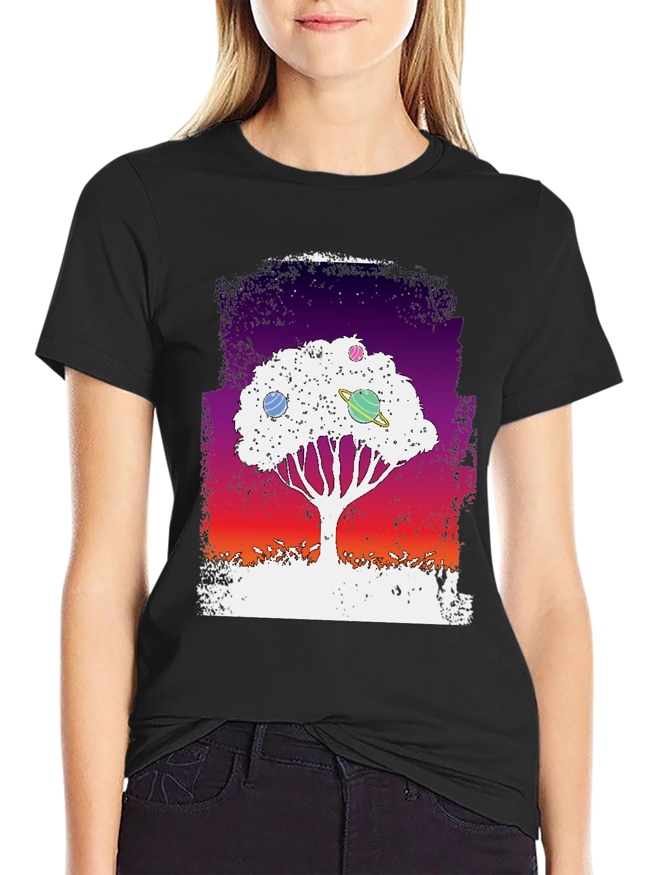 Galaxy Tree Graphic Tee - Black Unisex T-Shirt