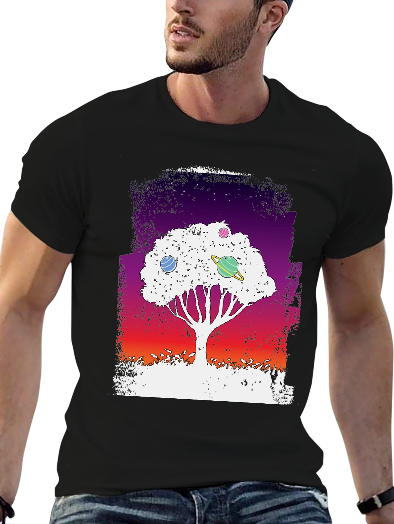 Galaxy Tree Graphic Tee - Black Unisex T-Shirt